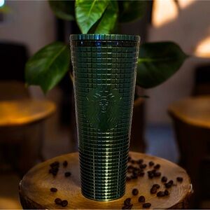 Starbucks Holiday 2021 Tumbler Venti Green Glitter Grid Limited Edition | 24 Oz